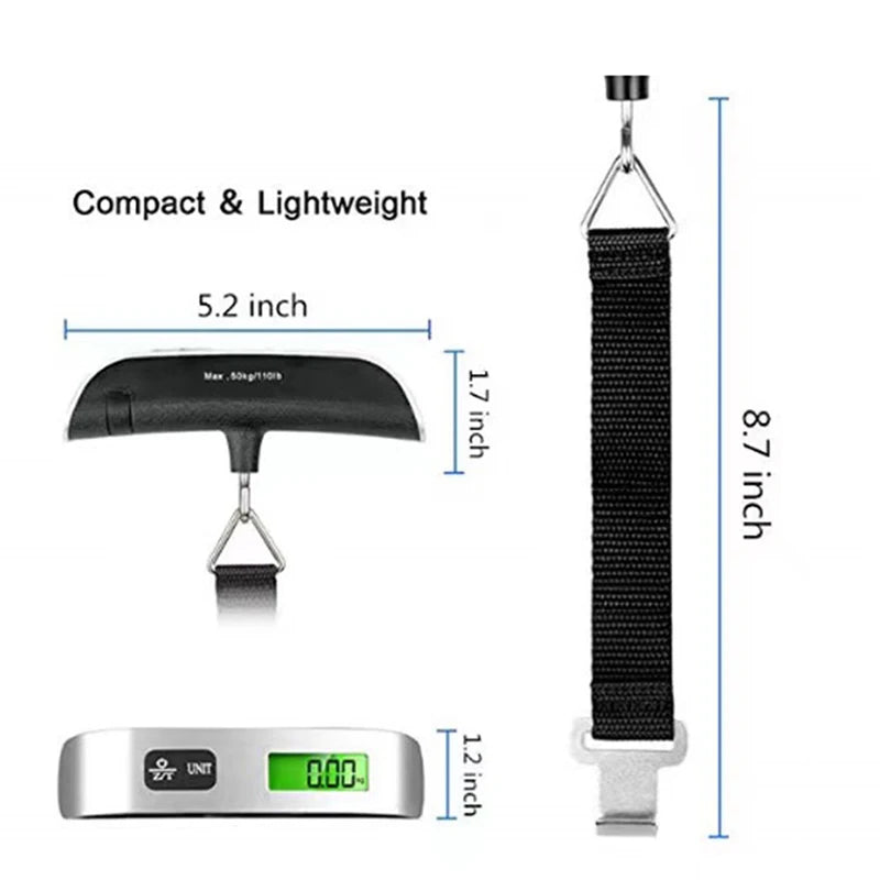 Portable Digital Luggage Scale – Up to 50 kg / 110 lb with LCD Display