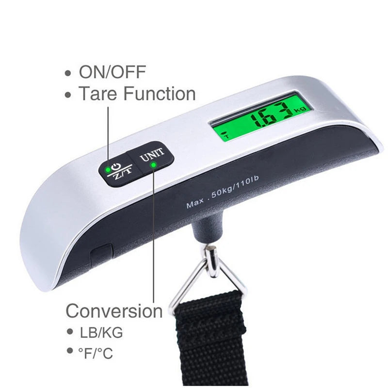 Portable Digital Luggage Scale – Up to 50 kg / 110 lb with LCD Display