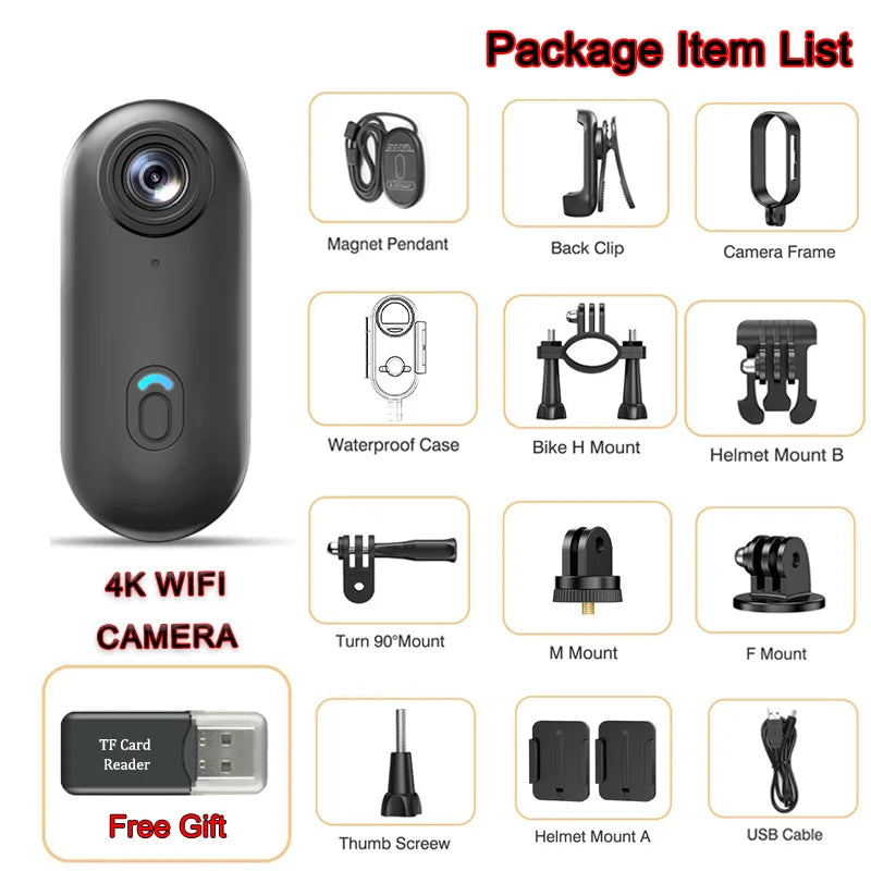 Pocket 4K Mini Camera  Magnetic Wearable Cam