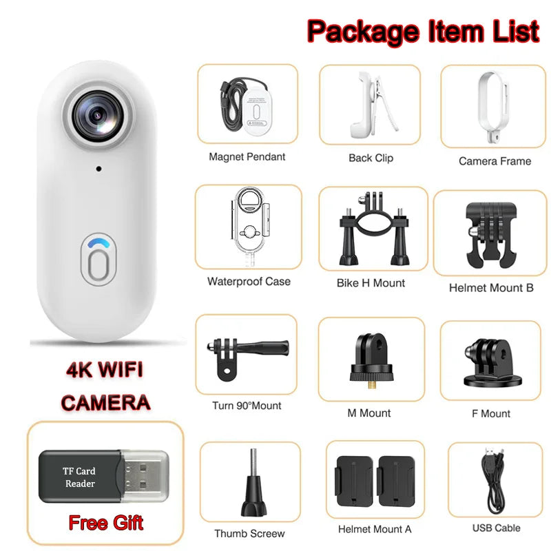 Pocket 4K Mini Camera  Magnetic Wearable Cam